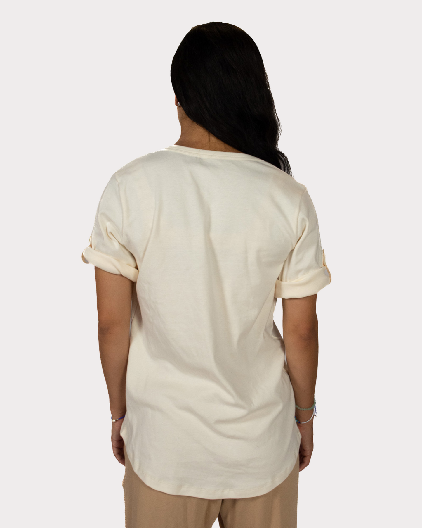 V Neck Tee - Cream