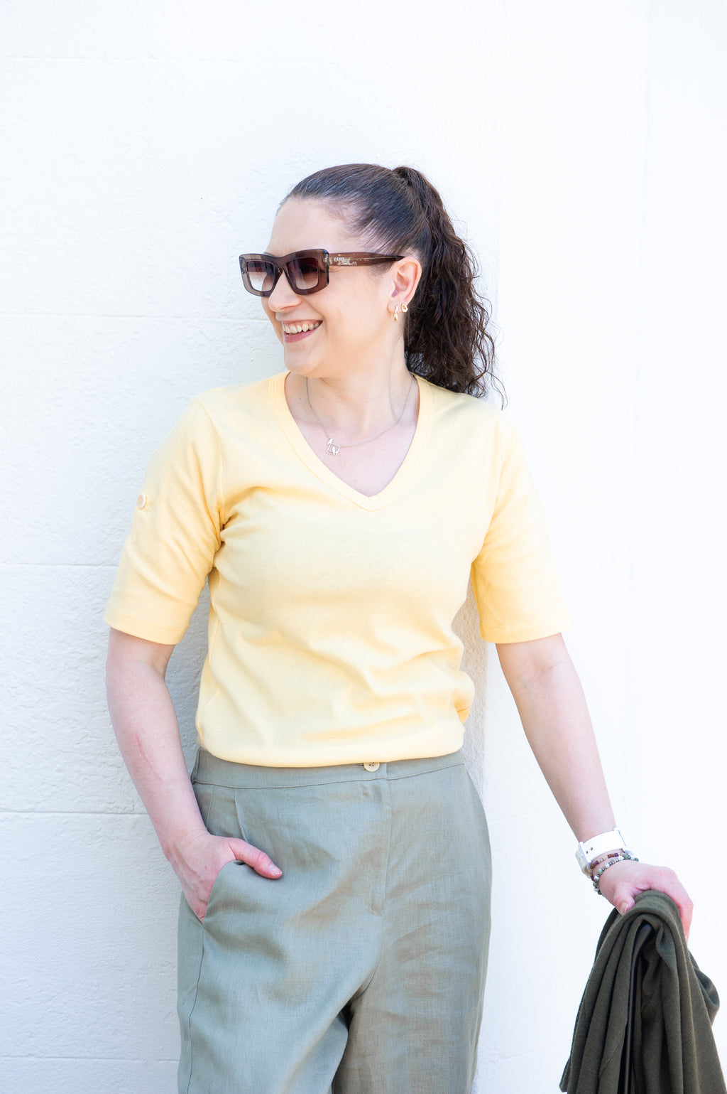 V Neck Tee - Lemon