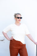 V Neck Tee - Cream