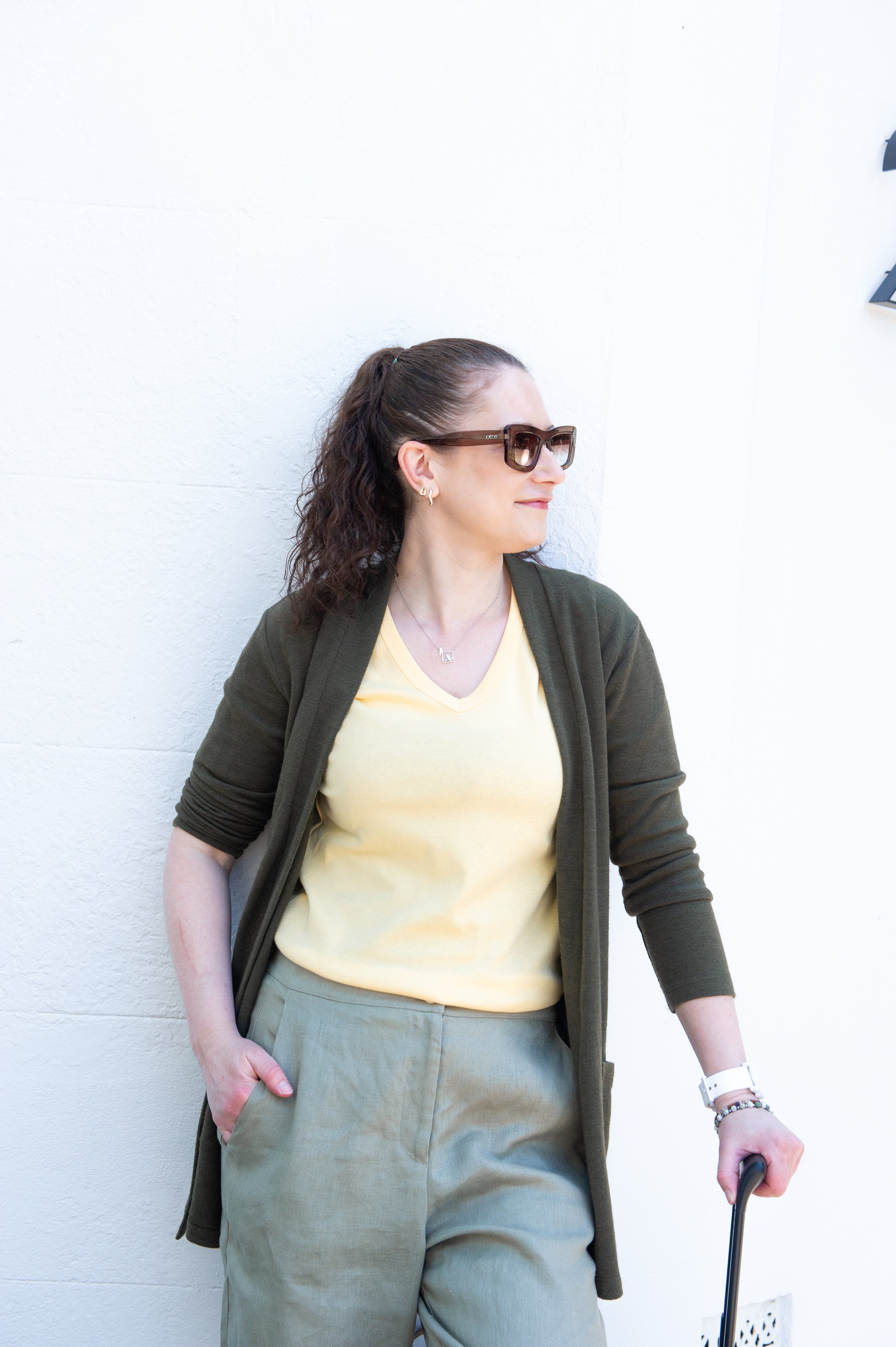 Long Line Cardigan - Olive